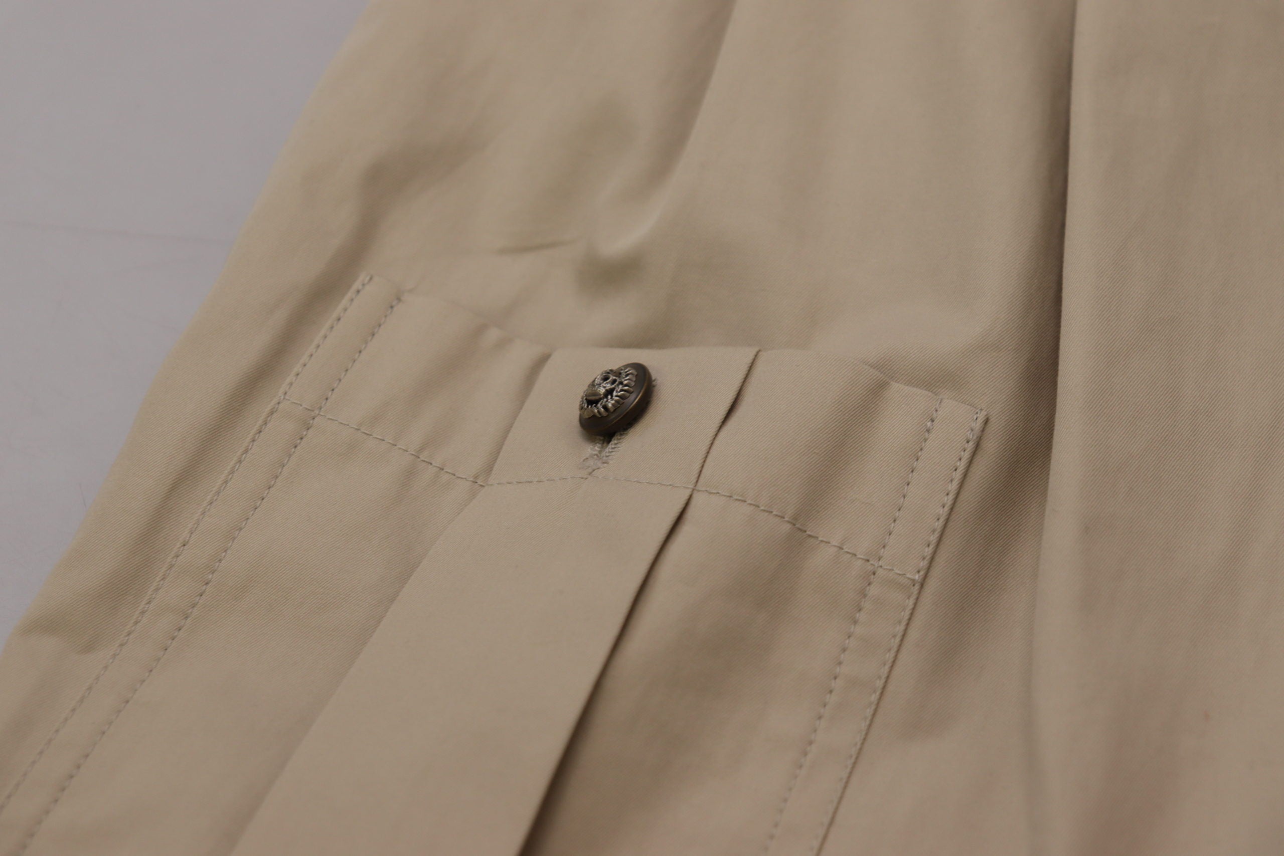 Beige Cotton Women Cargo Pants - ventzia