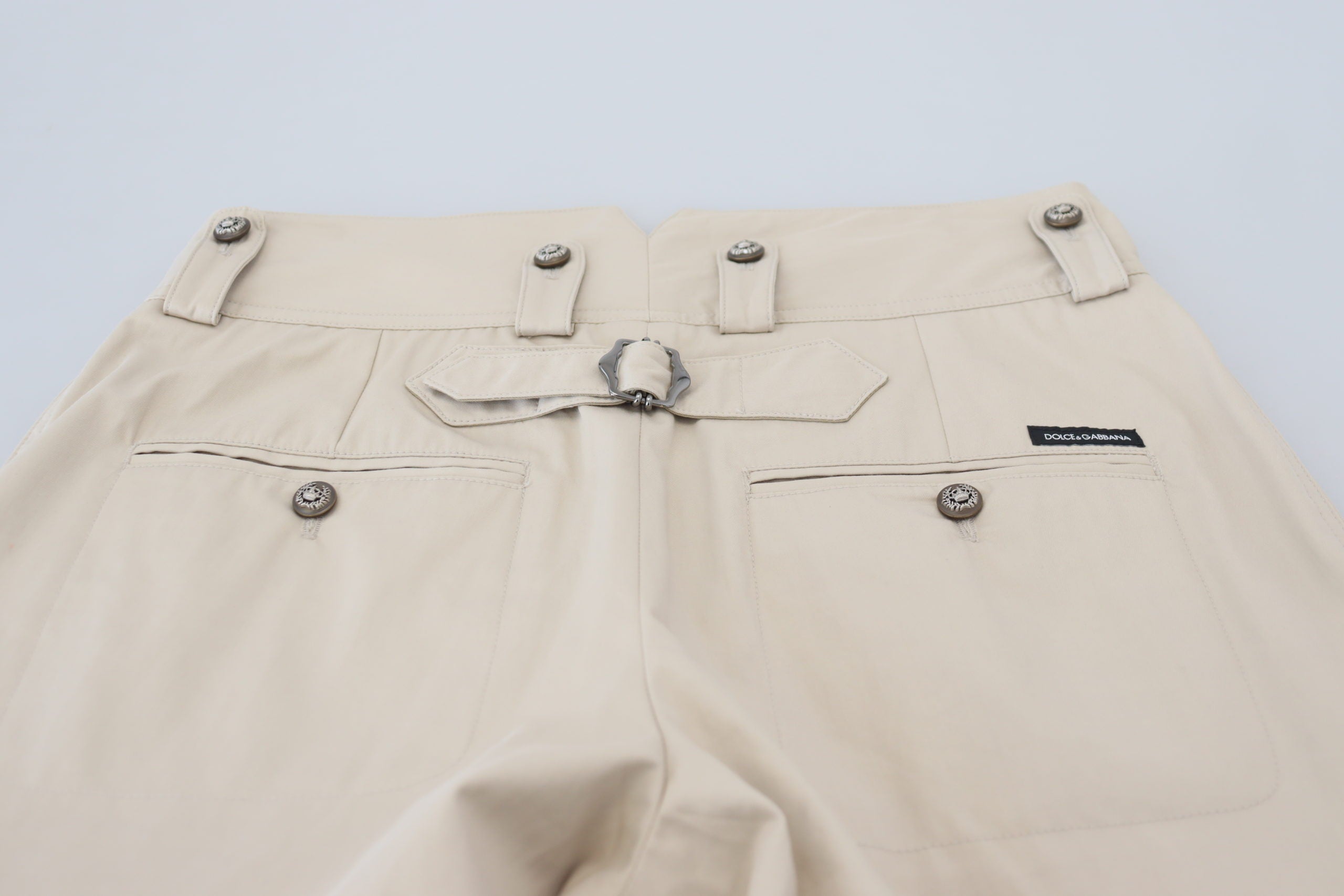 Beige Cotton Women Cargo Pants - ventzia