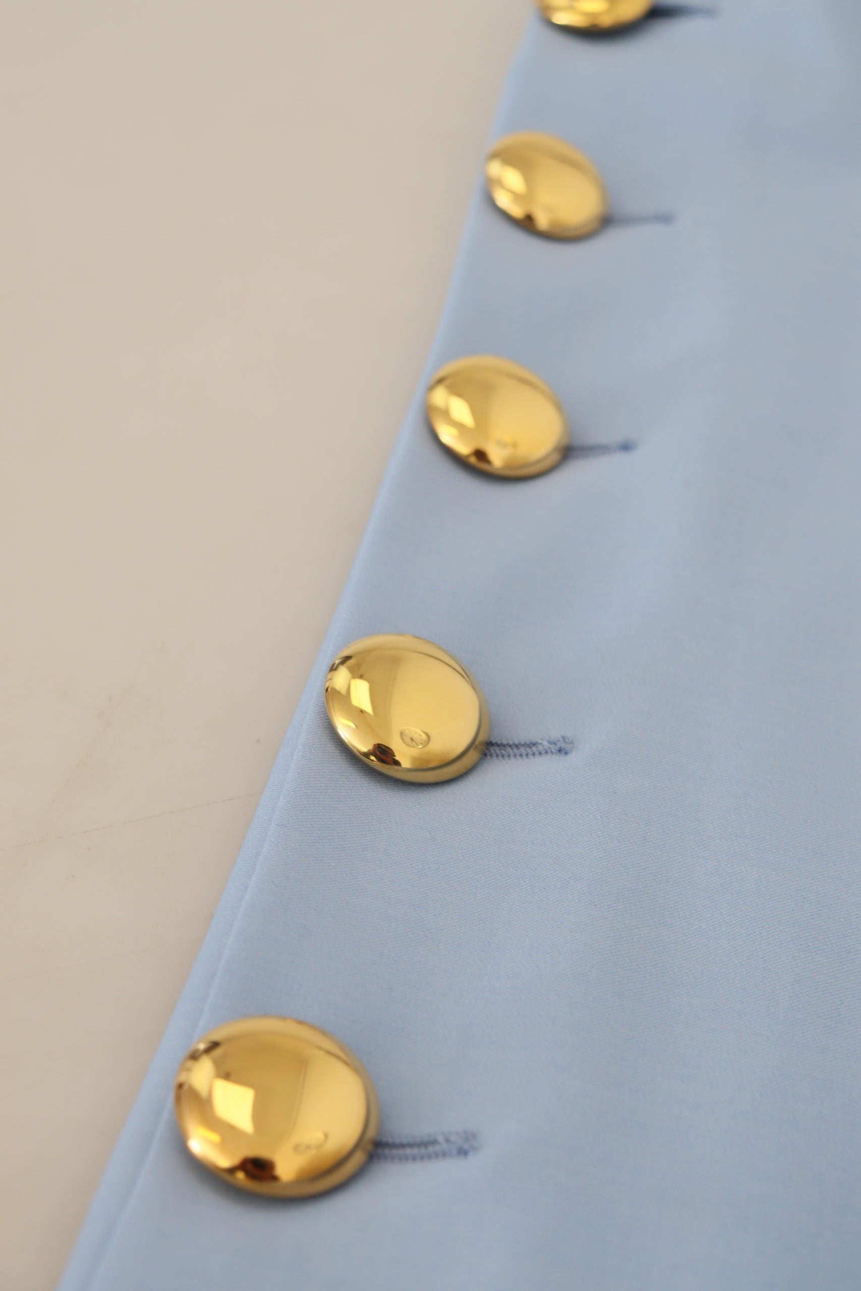 Light Blue Button Wide Leg Pants - ventzia