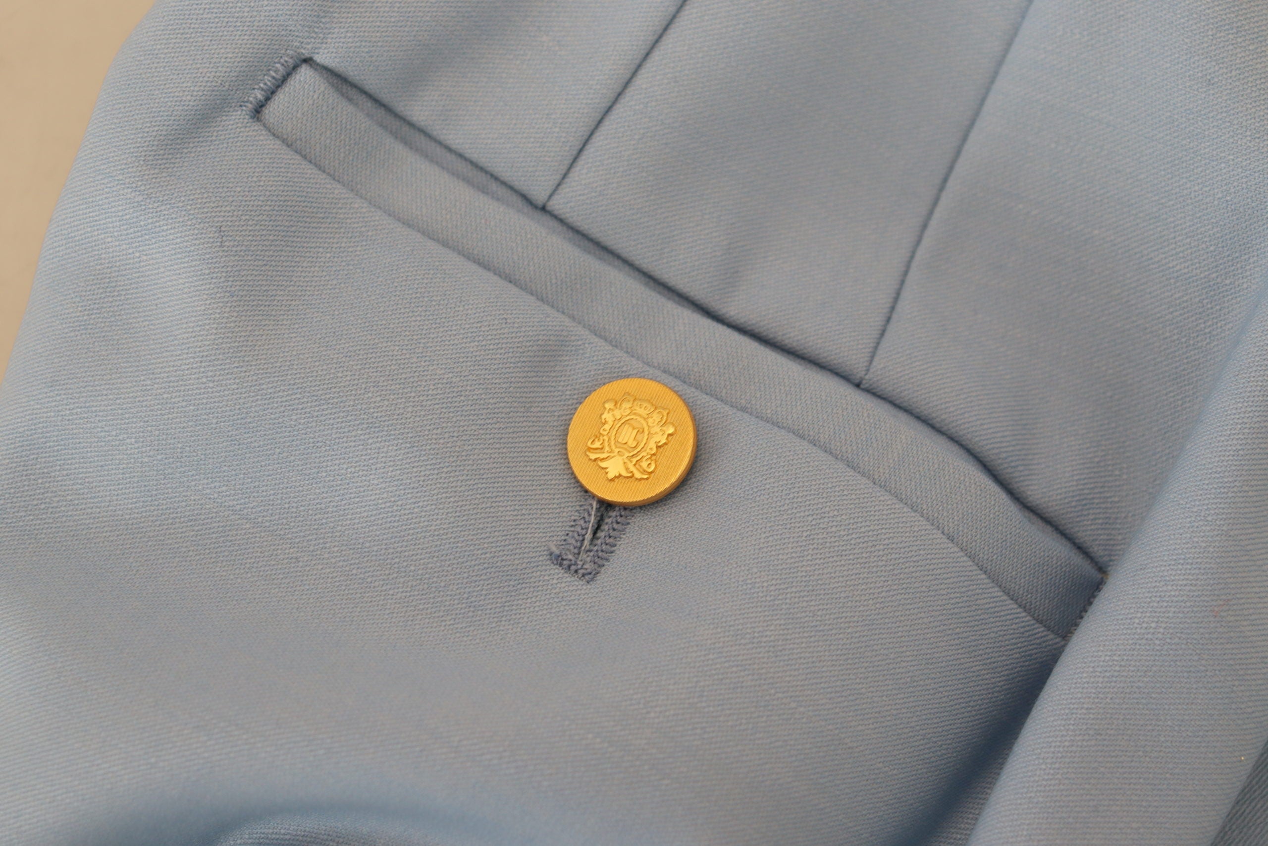 Light Blue Button Wide Leg Pants - ventzia