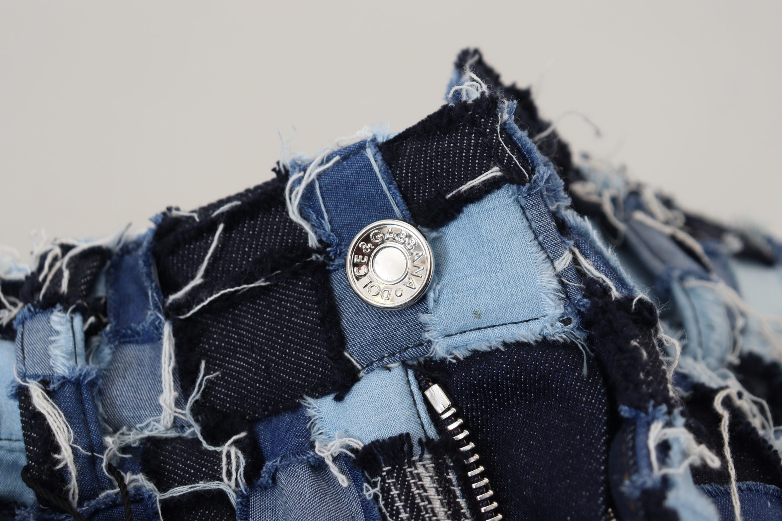 Multicolor Patchwork Cotton Denim Jeans - ventzia