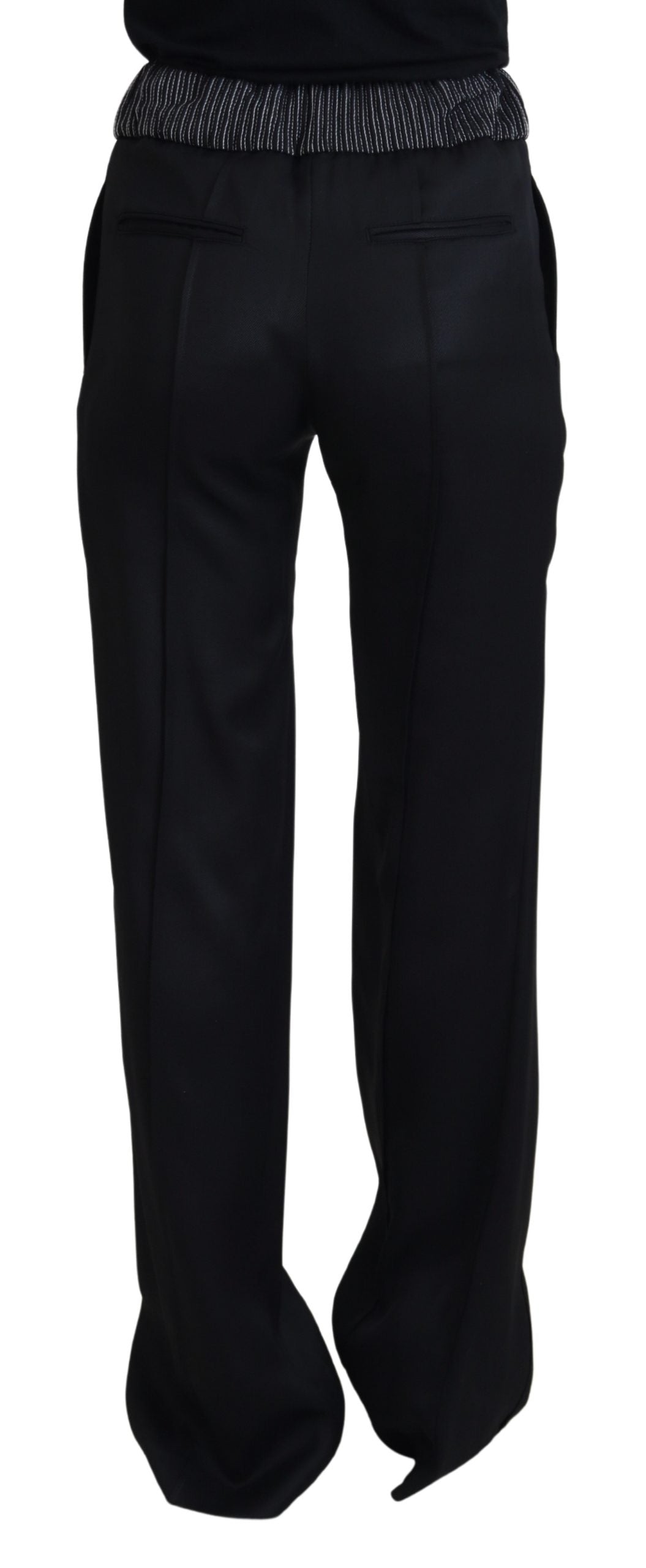 Black Straight Fit Cotton Pants - ventzia
