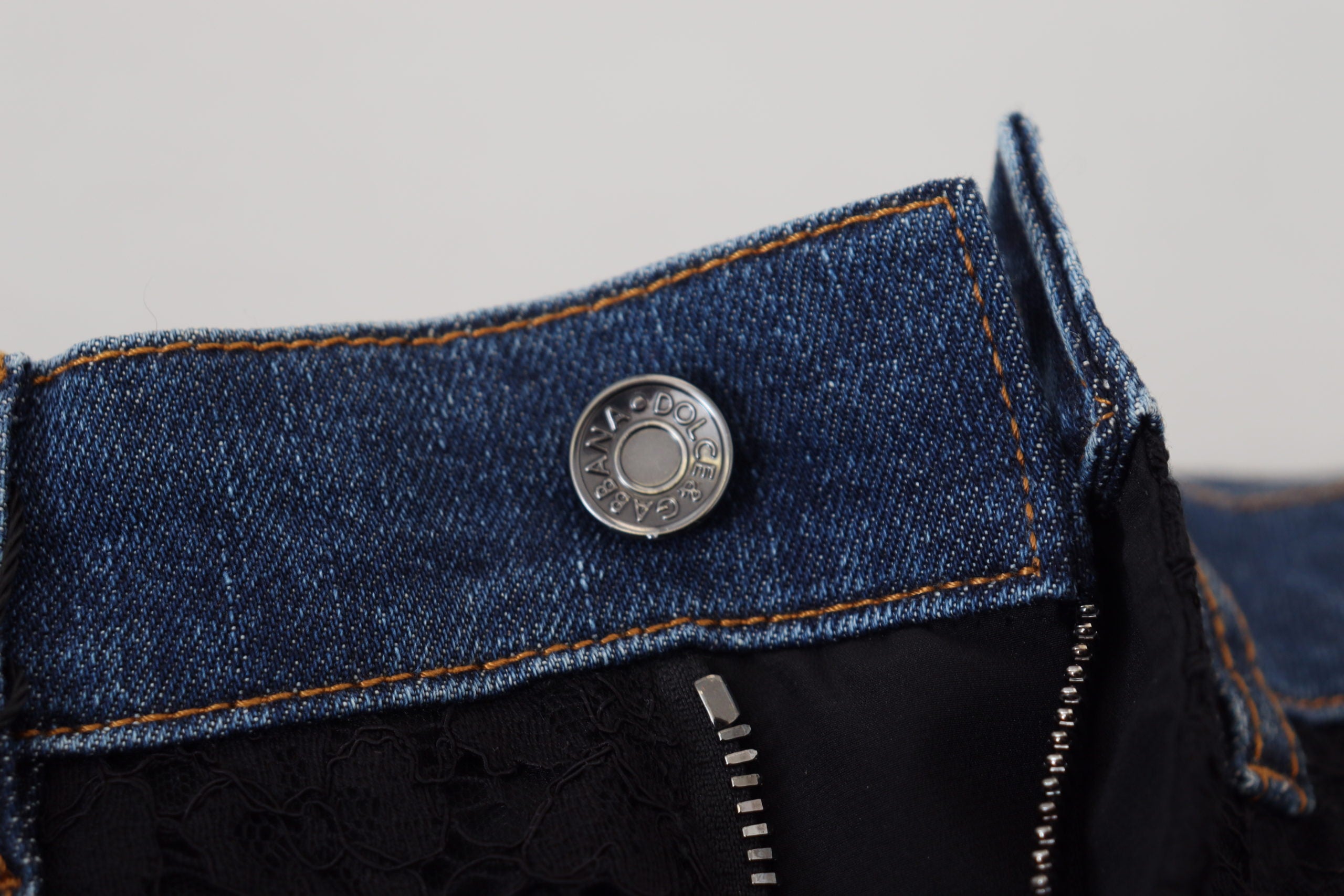 Black Floral Lace Front Skinny Denim Jeans - ventzia