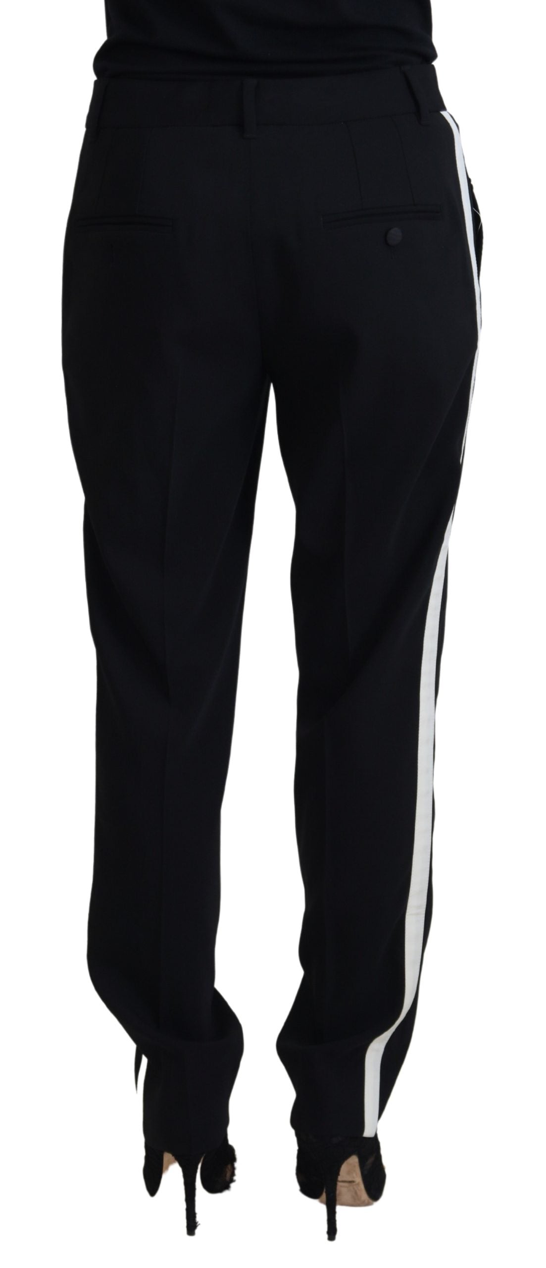 Black Tapered Women Wool Pants - ventzia