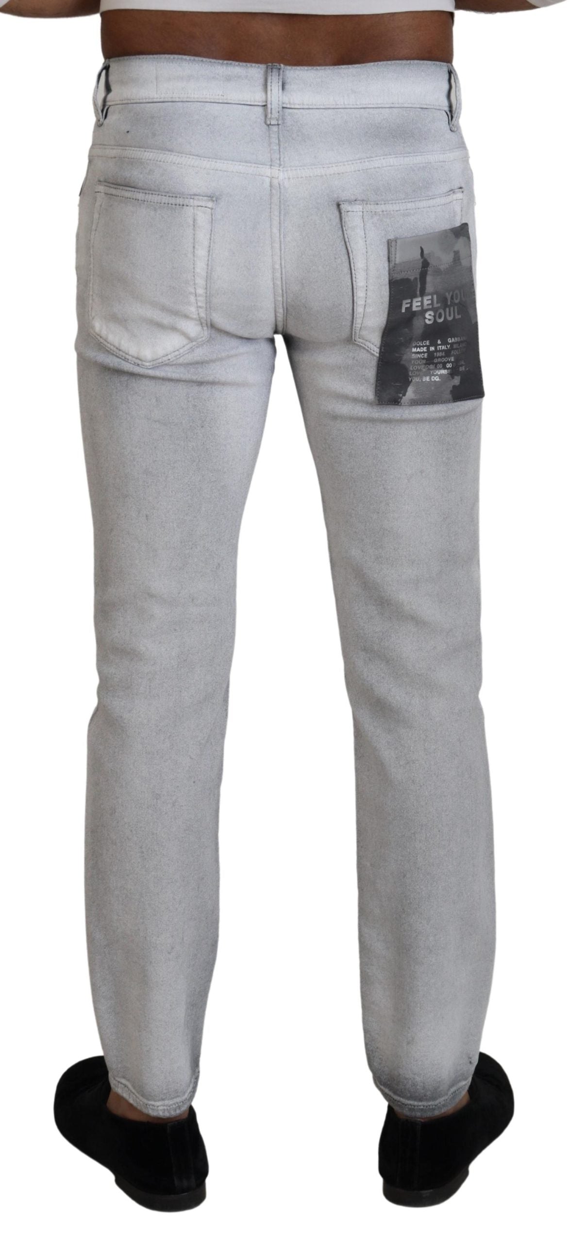 Gray Washed Skinny Men Denim Jeans - ventzia