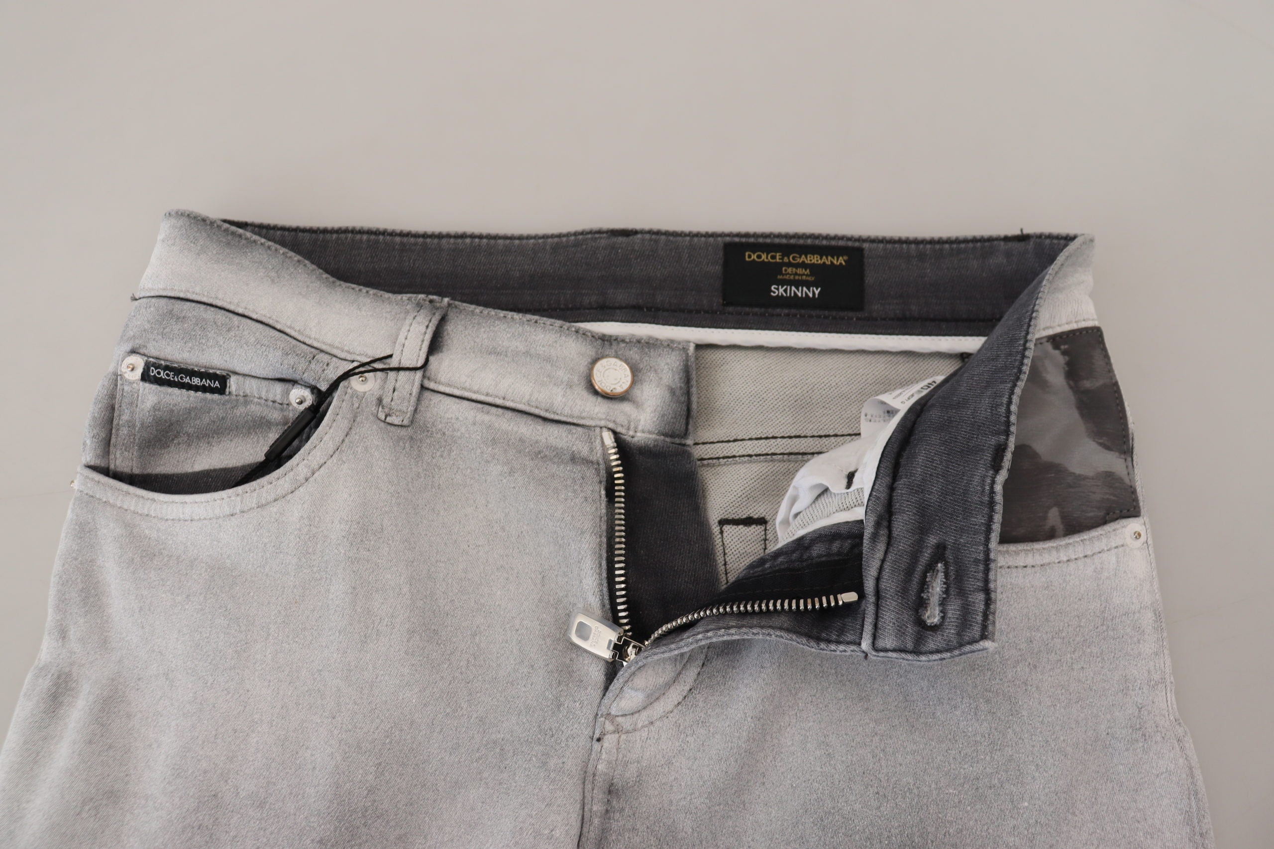 Gray Washed Skinny Men Denim Jeans - ventzia