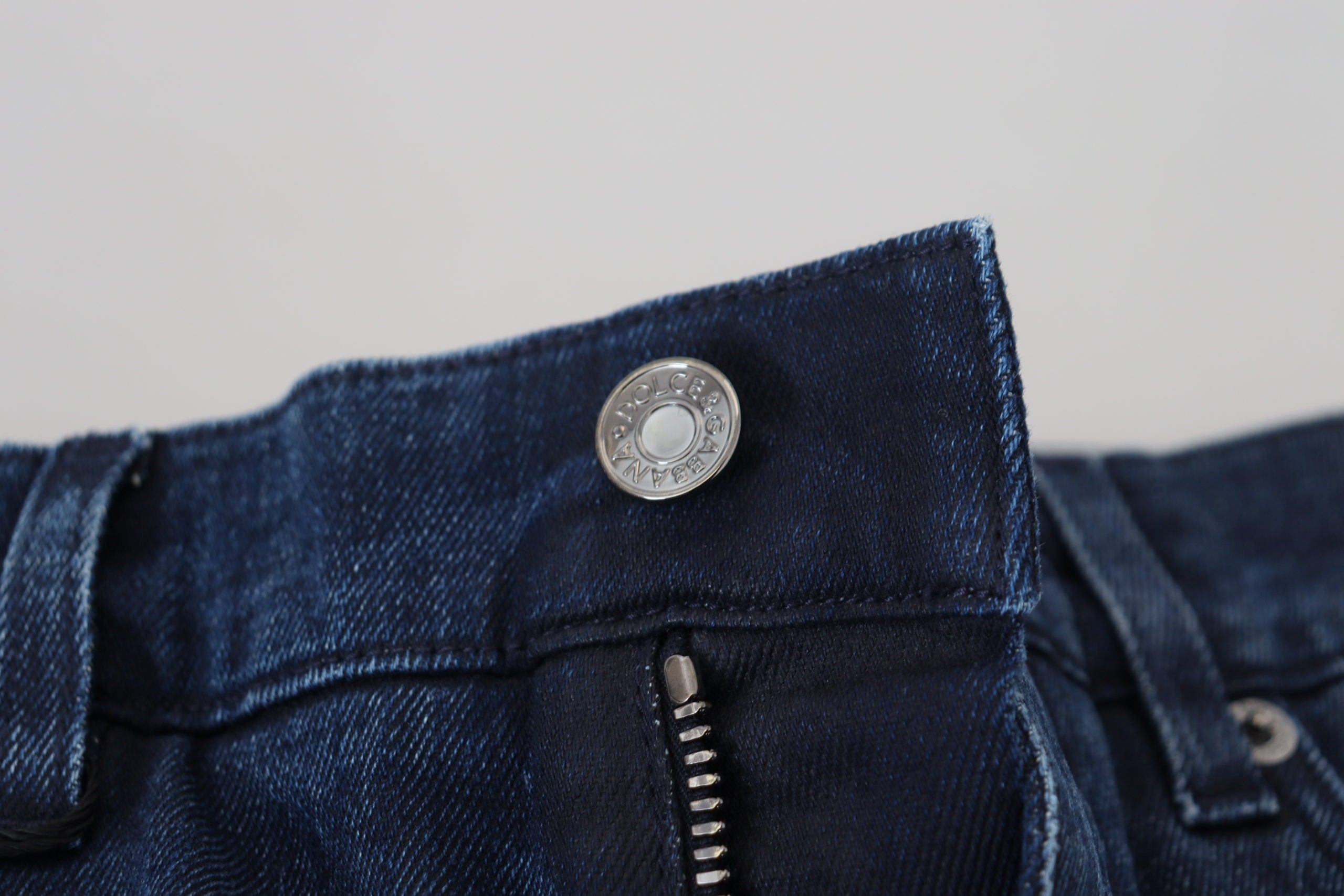 Blue Cotton Skinny Tattered Denim Jeans - ventzia