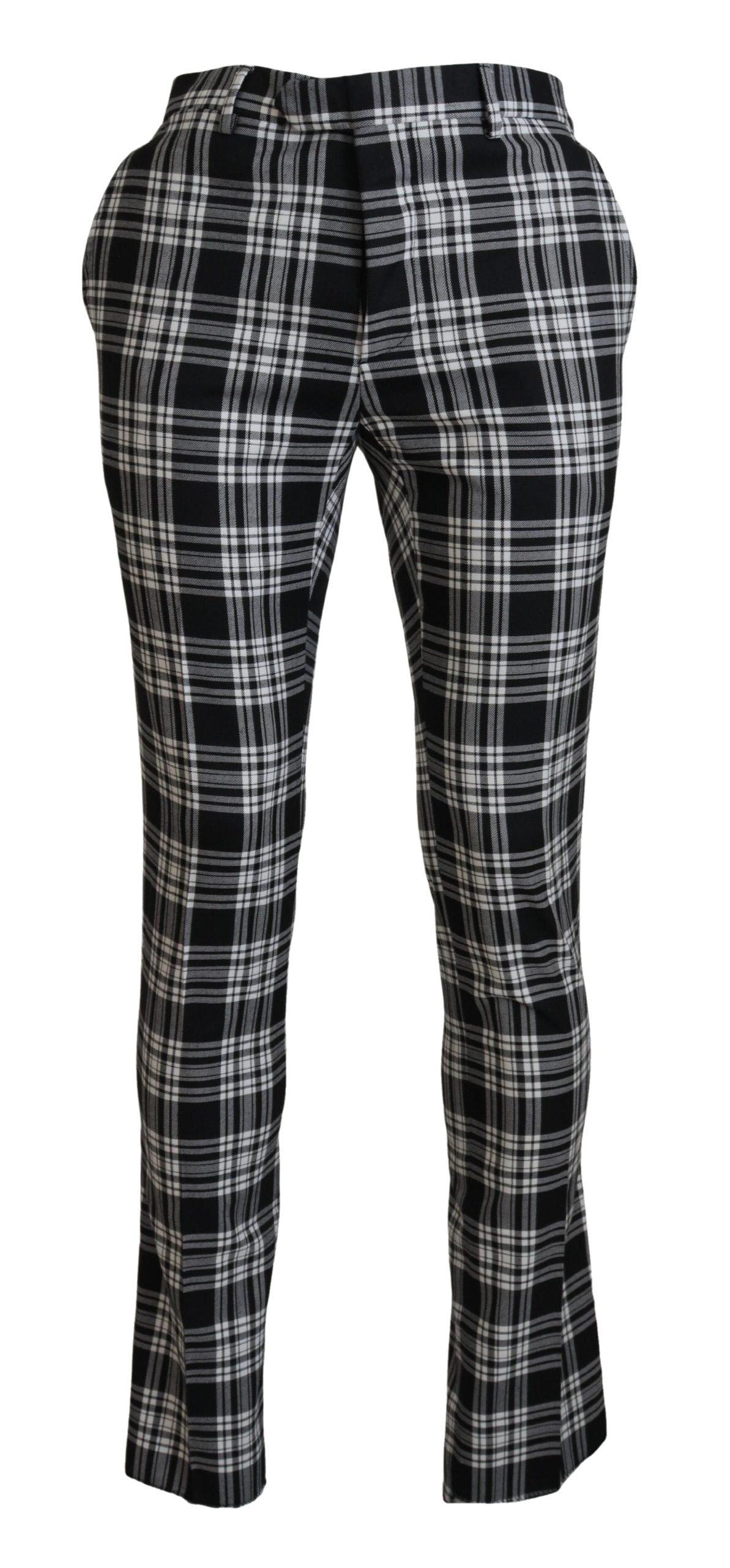 Black Checkered Cotton Men Casual Pants - ventzia