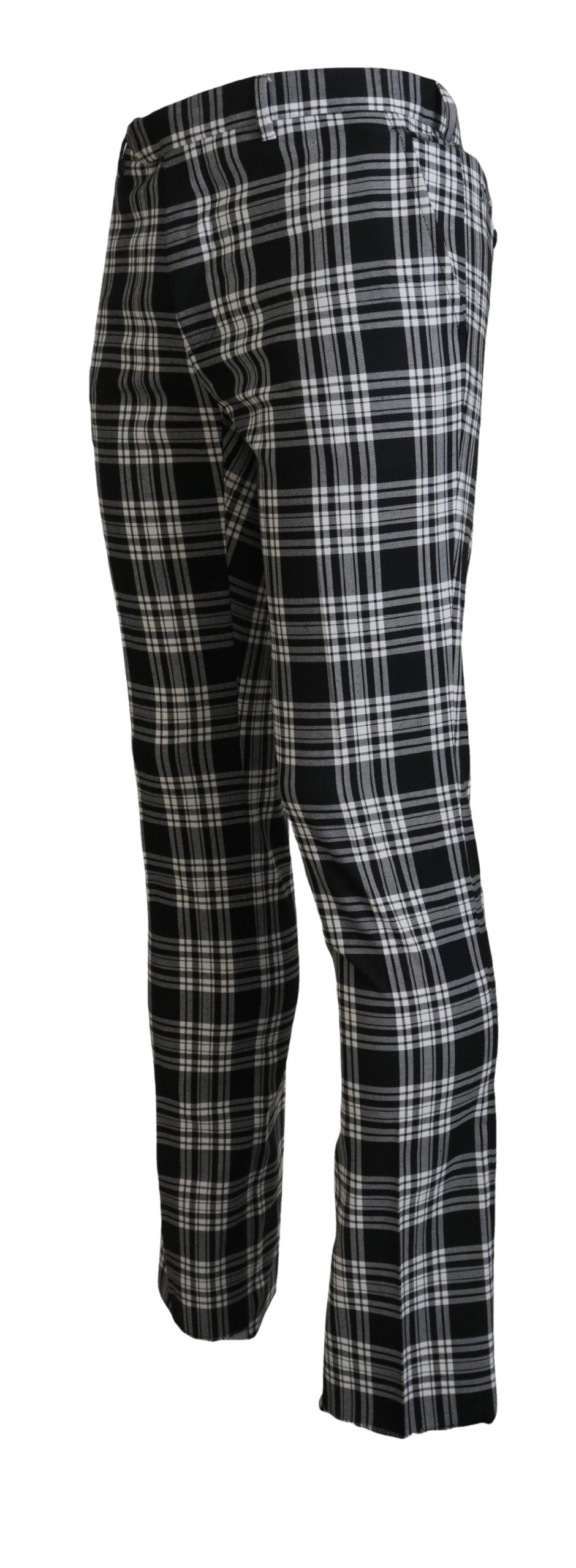 Black Checkered Cotton Men Casual Pants - ventzia