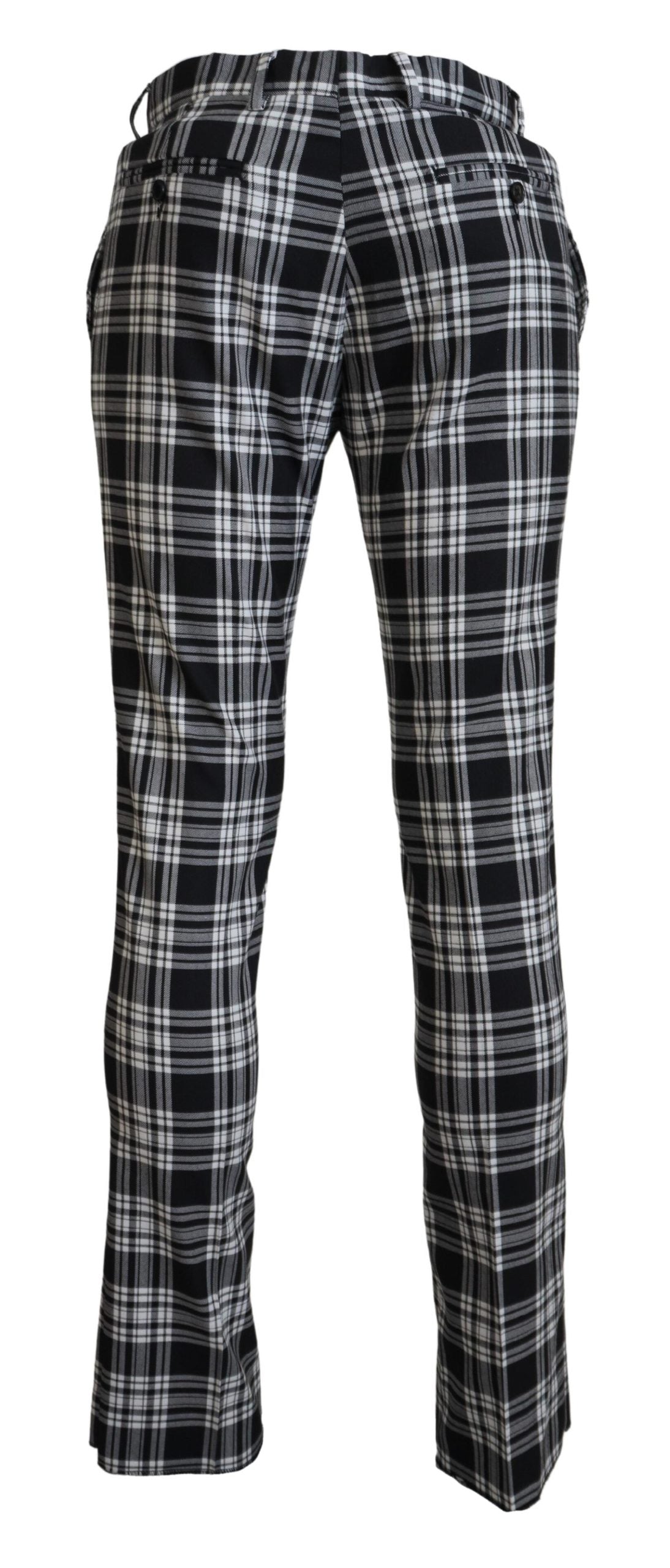 Black Checkered Cotton Men Casual Pants - ventzia