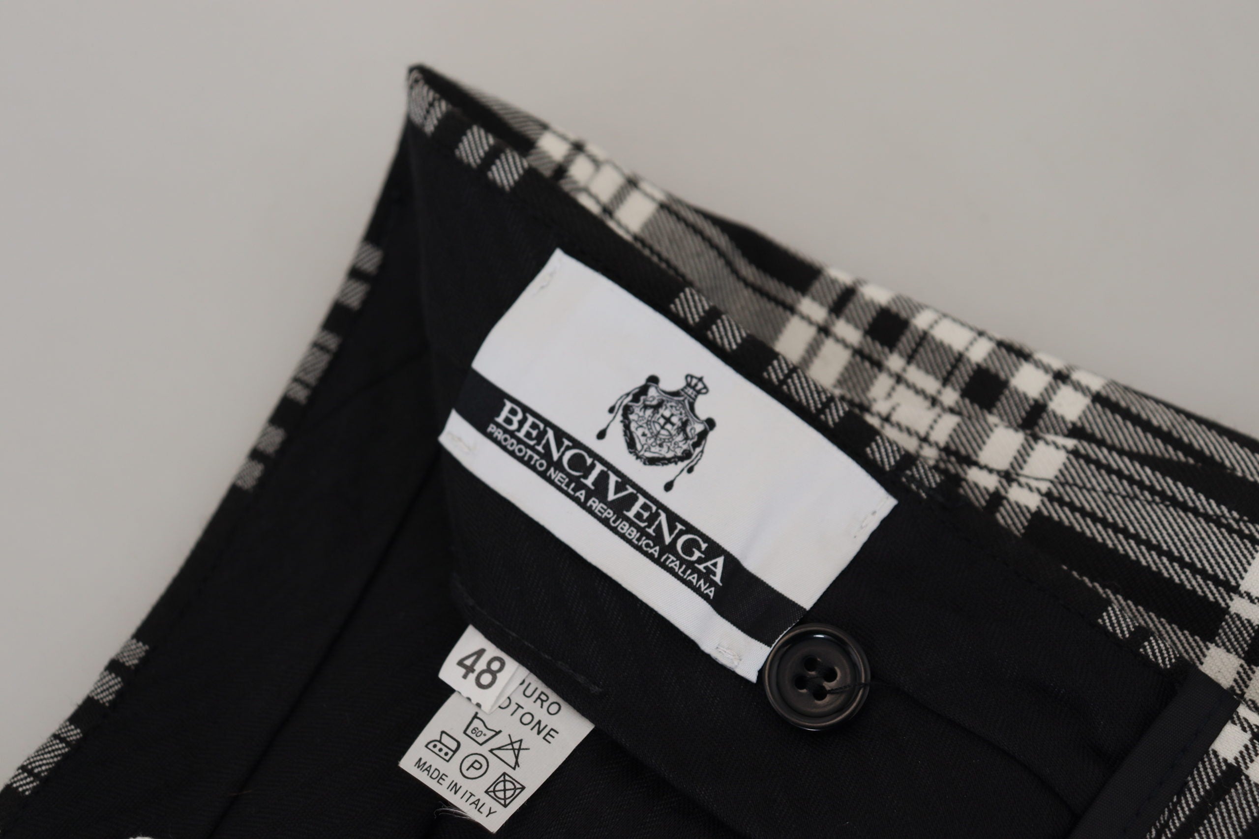 Black Checkered Cotton Men Casual Pants - ventzia