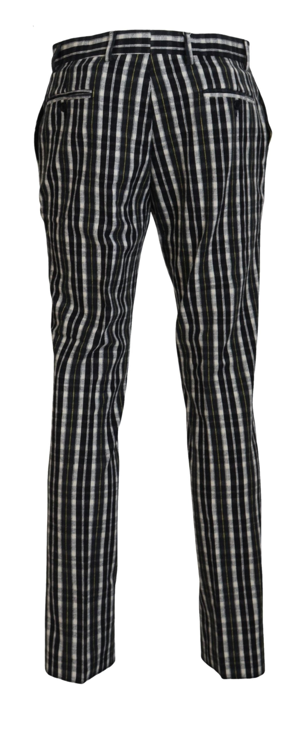 Black Checkered Cotton Casual Pants - ventzia