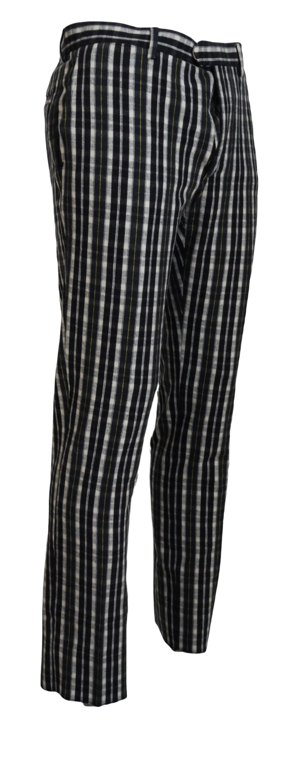 Black Checkered Cotton Casual Pants - ventzia