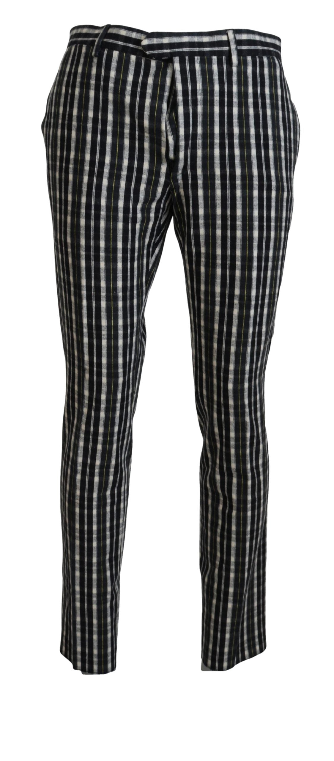 Black Checkered Cotton Casual Pants - ventzia