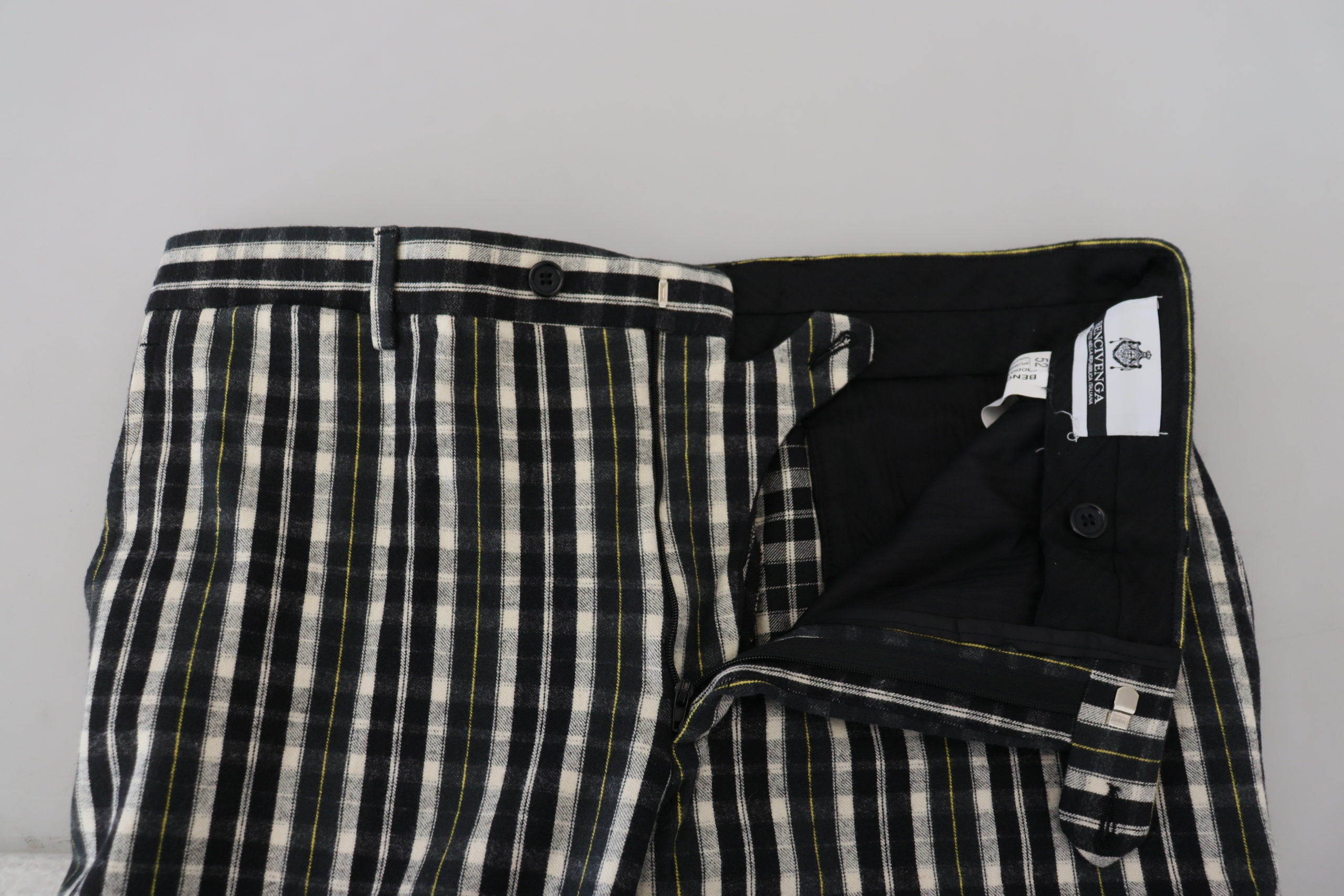 Black Checkered Cotton Casual Pants - ventzia