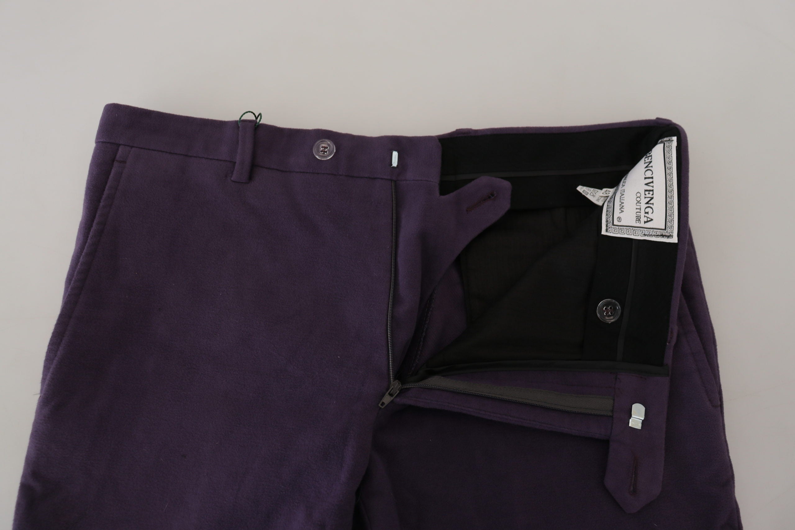 Purple Pure Cotton Tapered Mens Pants - ventzia