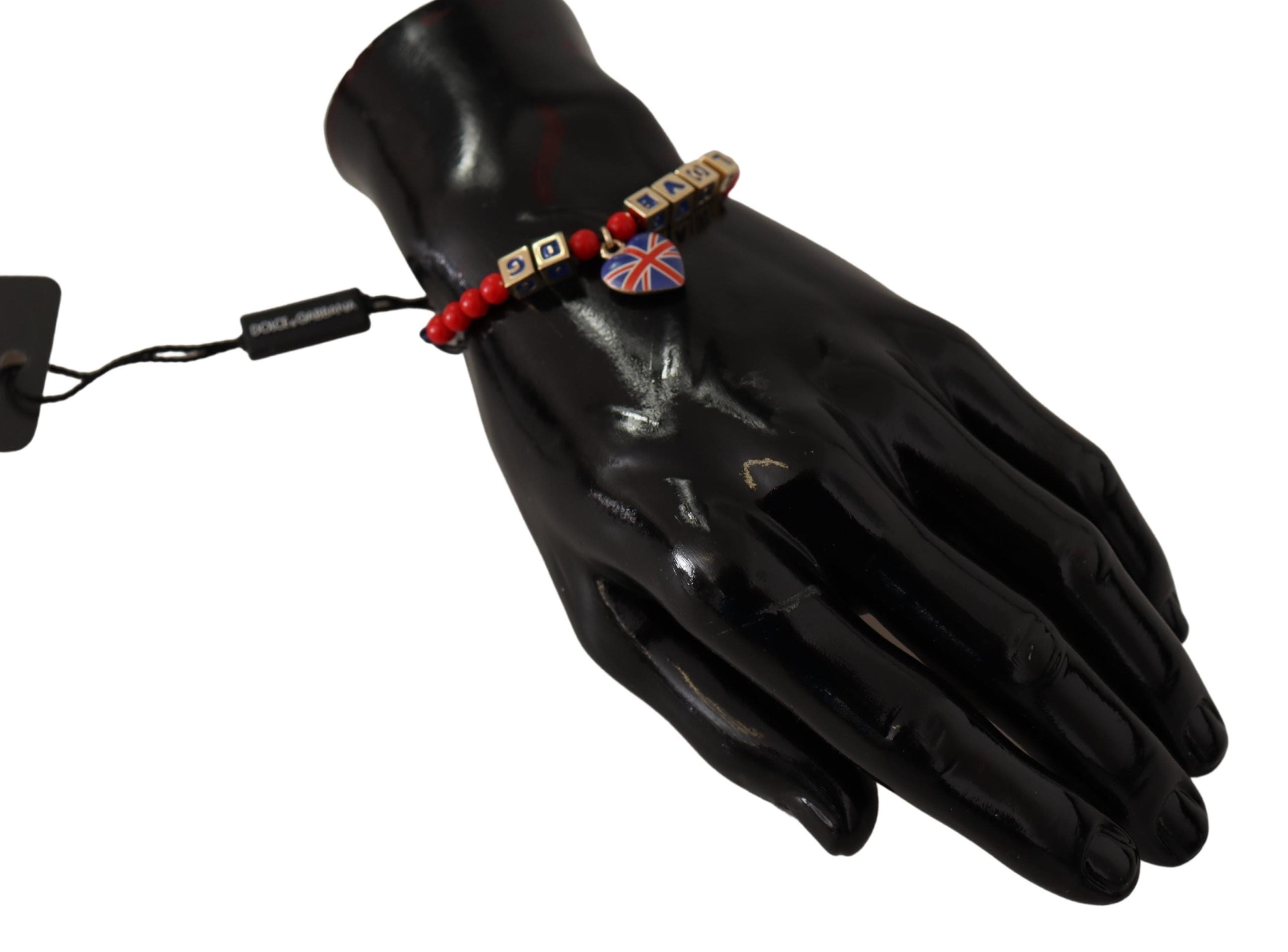 Red Blue Beaded DG LOVES LONDON Flag Branded Bracelet - ventzia