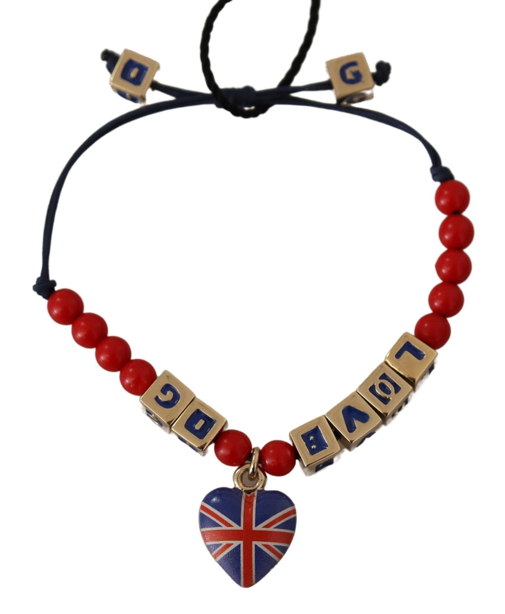 Red Blue Beaded DG LOVES LONDON Flag Branded Bracelet - ventzia