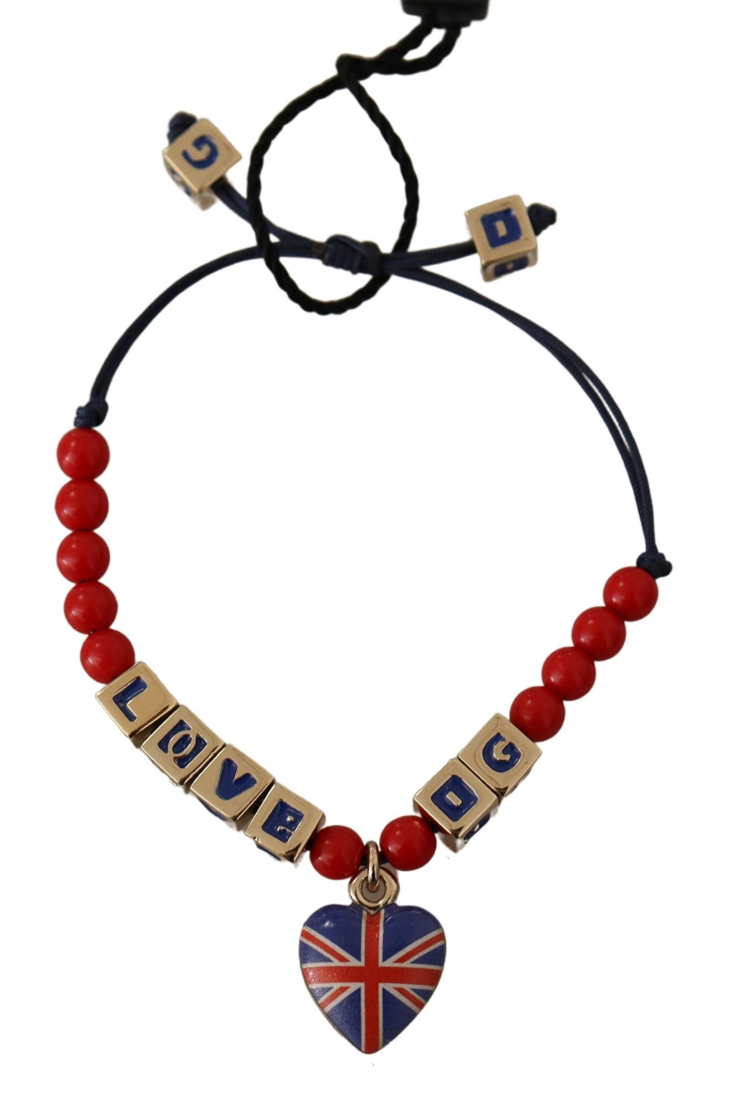 Red Blue Beaded DG LOVES LONDON Flag Branded Bracelet - ventzia