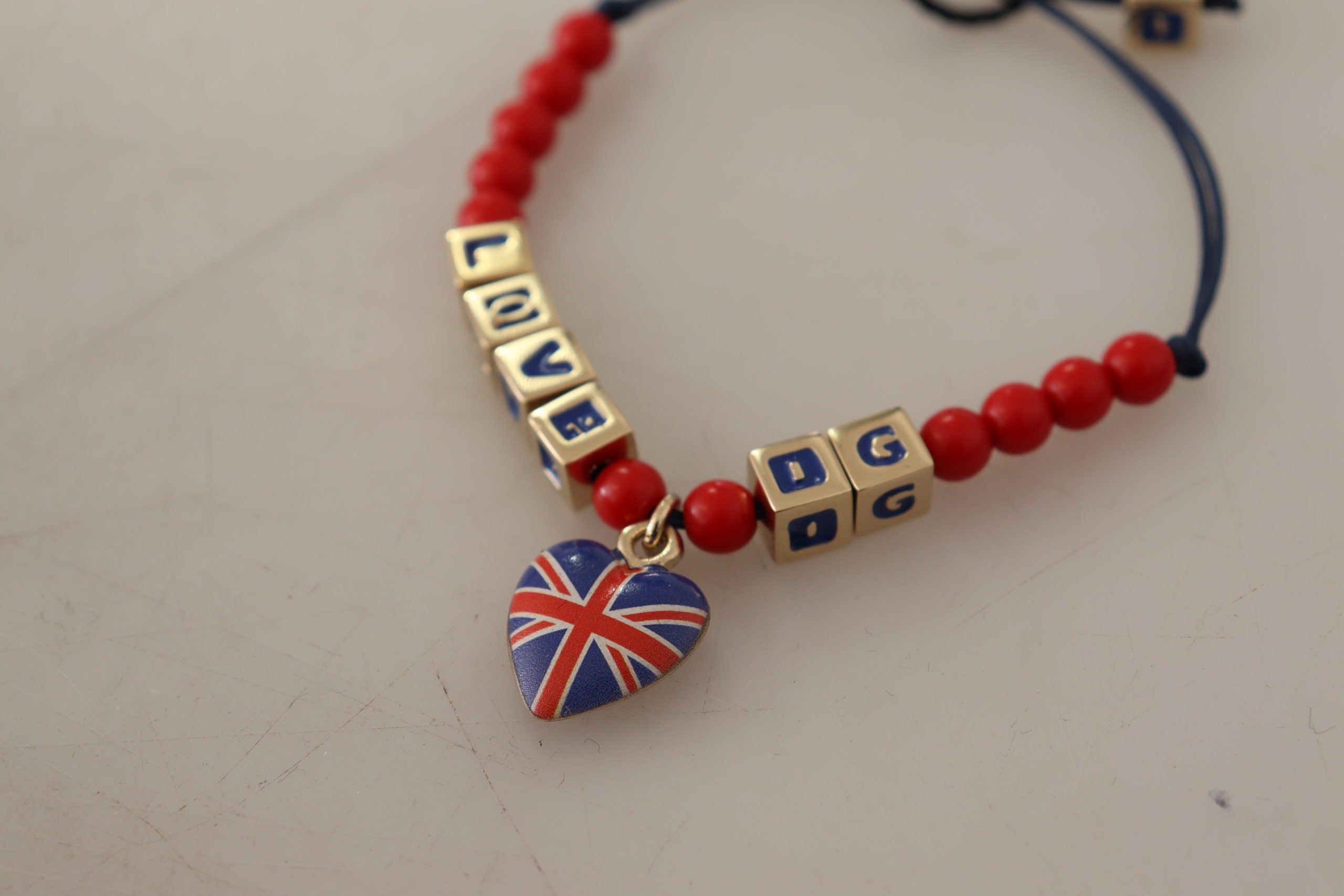 Red Blue Beaded DG LOVES LONDON Flag Branded Bracelet - ventzia