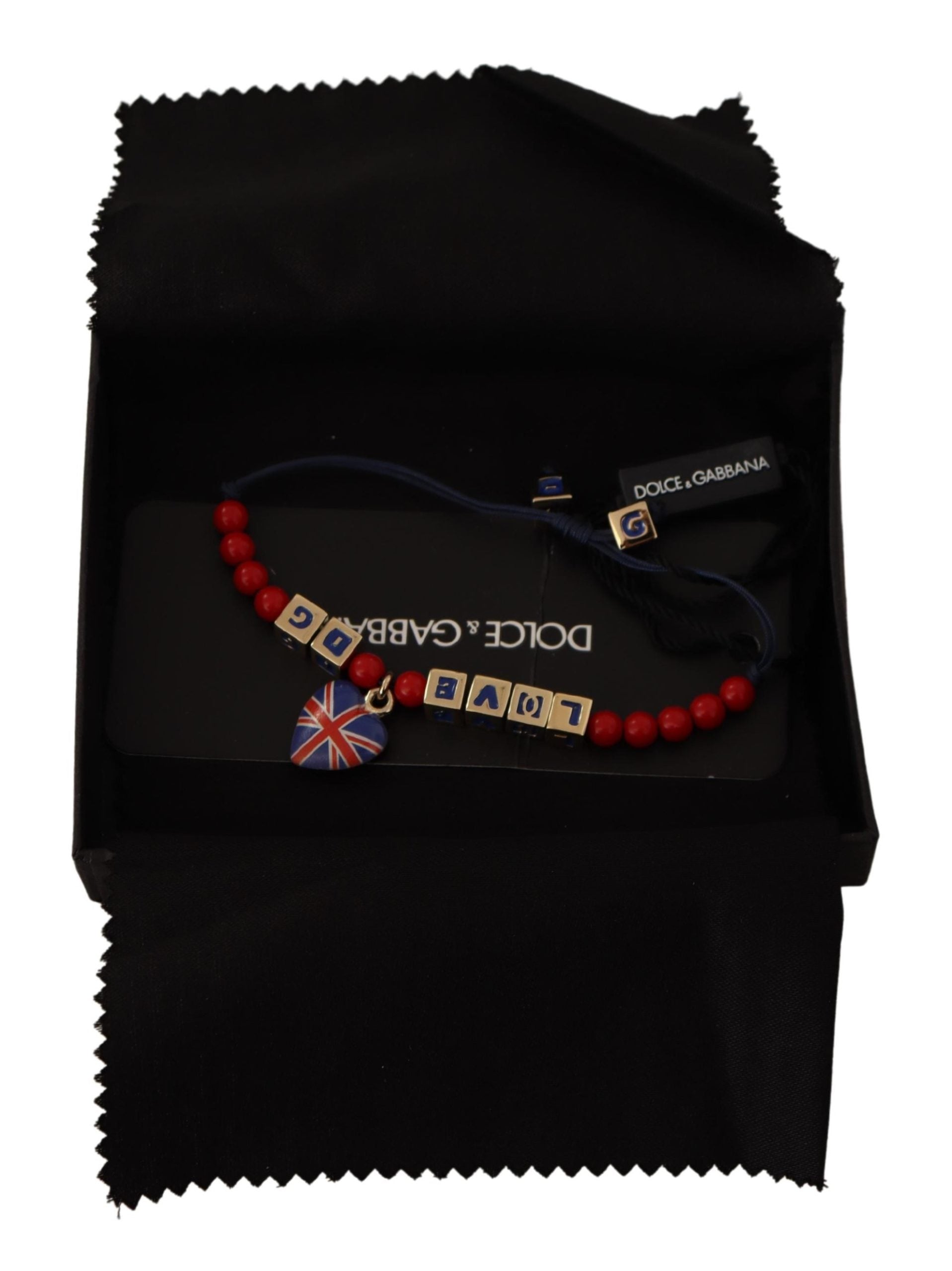 Red Blue Beaded DG LOVES LONDON Flag Branded Bracelet - ventzia