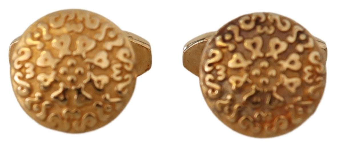 Gold Plated Brass Round Pin Men Cufflinks - ventzia