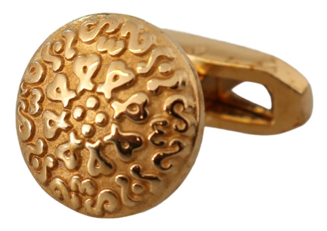 Gold Plated Brass Round Pin Men Cufflinks - ventzia