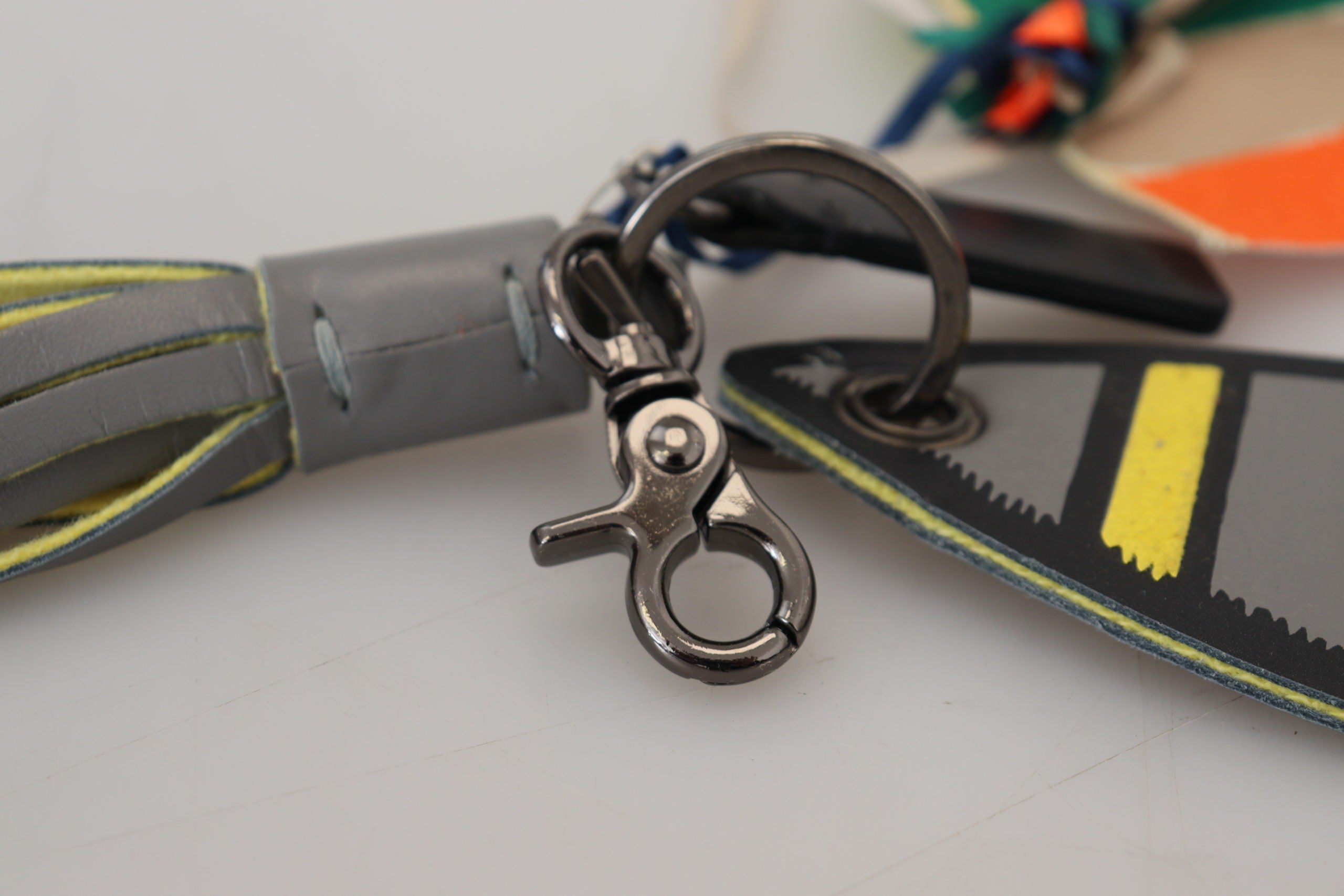 Multicolor Rocket Ship Silver Tone Metal Keychain - ventzia