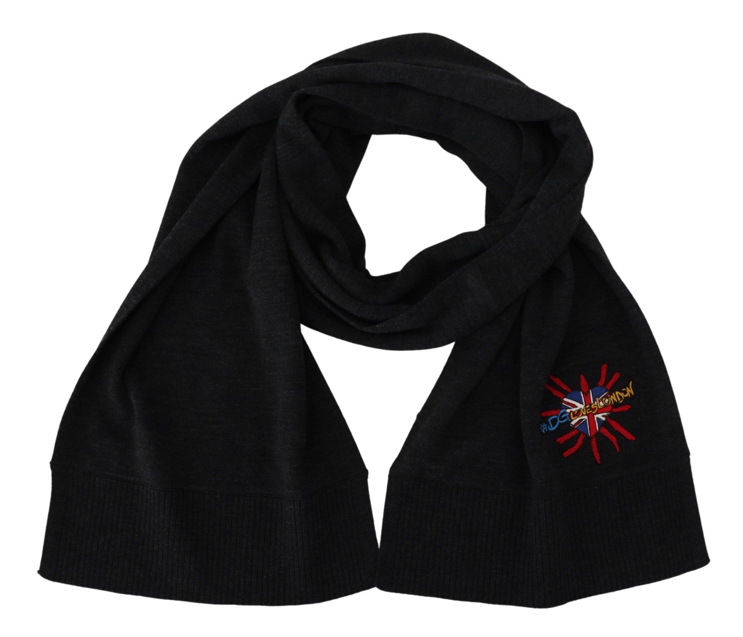 Black Sacred Heart #DGLovesLondon Wrap Scarf - ventzia