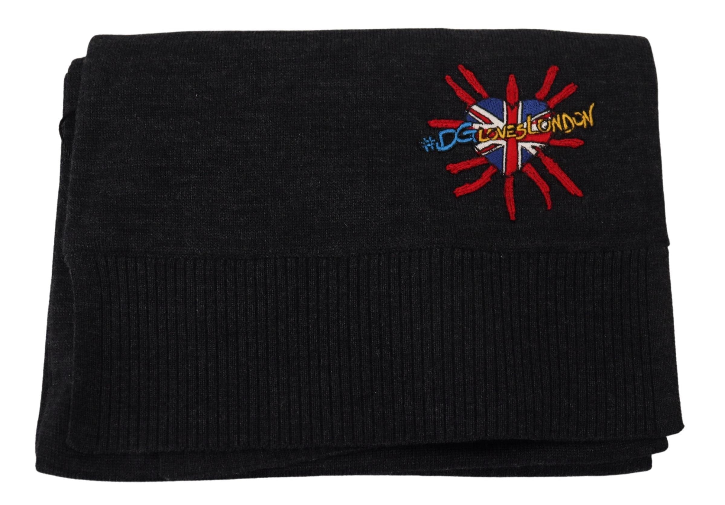 Black Sacred Heart #DGLovesLondon Wrap Scarf - ventzia