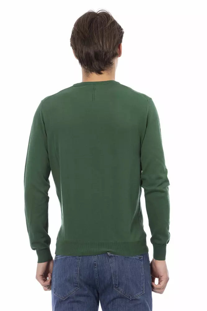 Green Cotton Men Sweater - ventzia