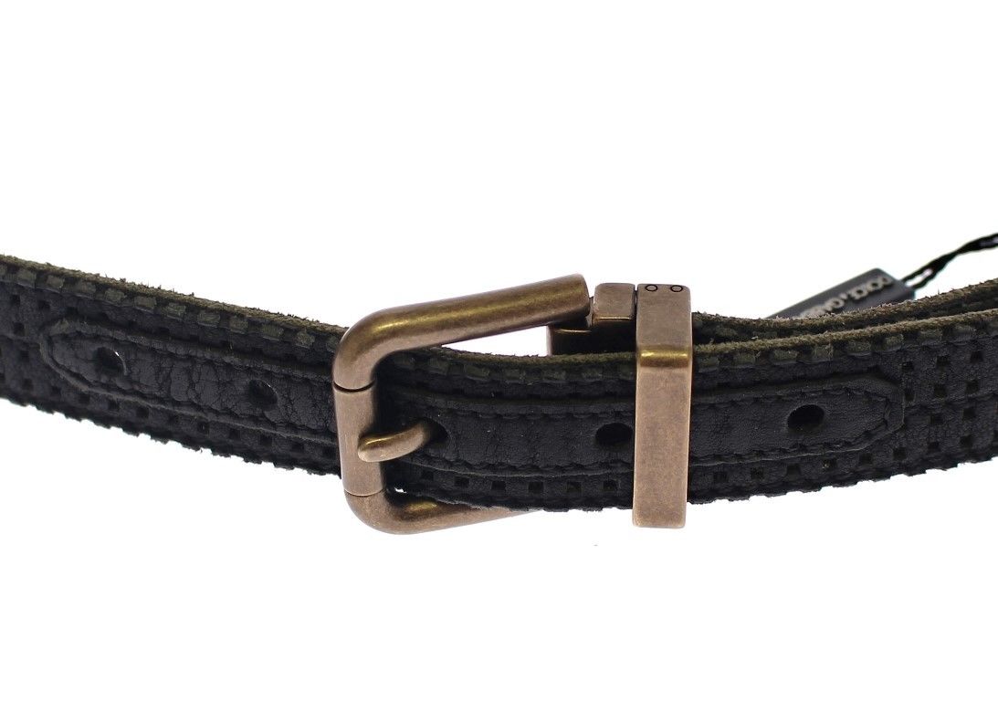 Elegant Blue Leather-Cotton Blend Men's Belt - ventzia