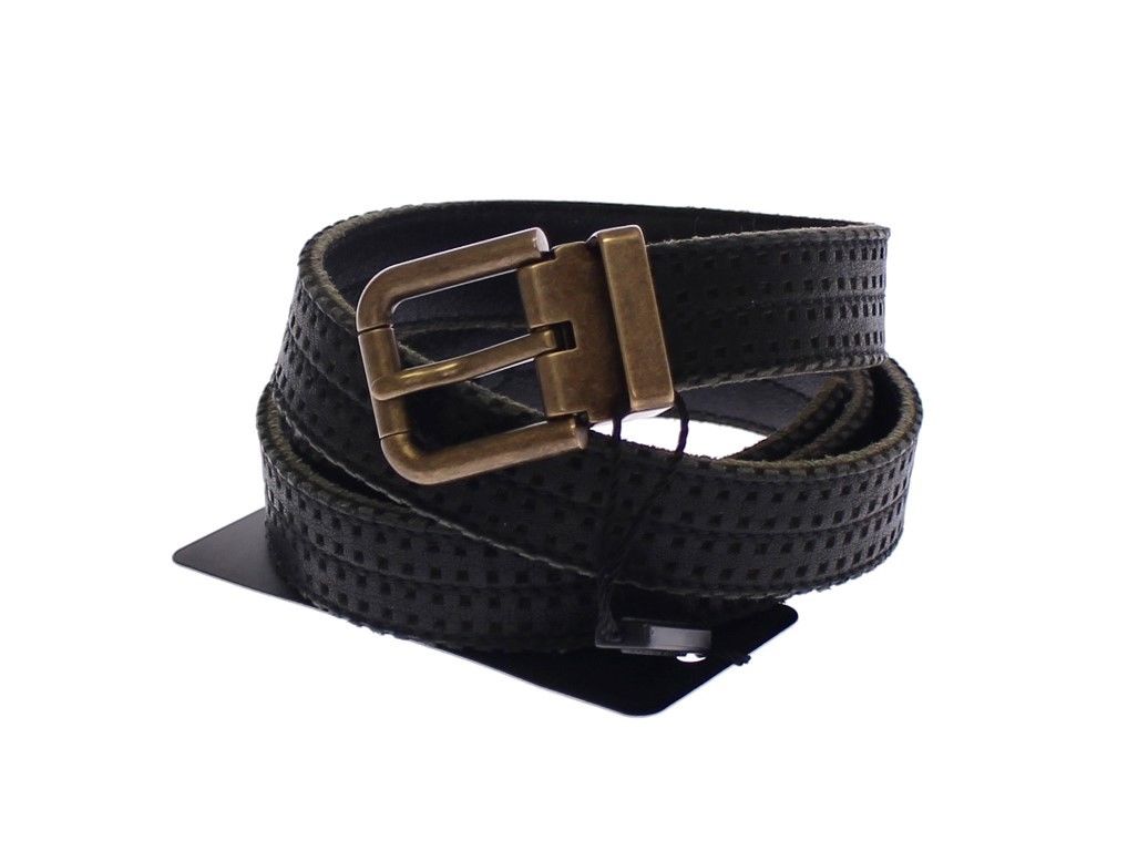 Elegant Blue Leather-Cotton Blend Men's Belt - ventzia