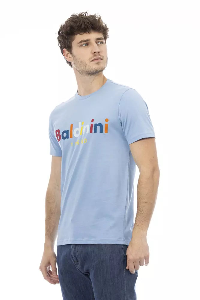 Light Blue Cotton Men T-Shirt - ventzia