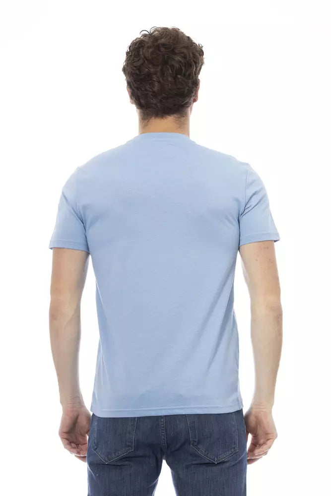 Light Blue Cotton Men T-Shirt - ventzia