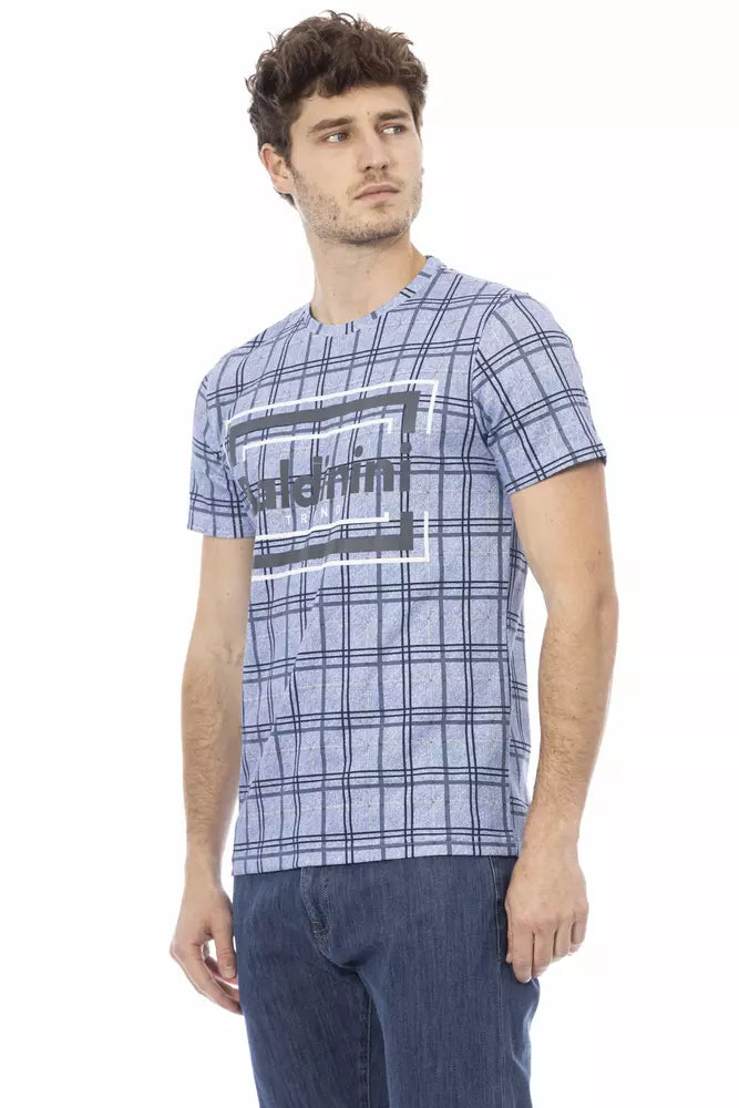 Light Blue Cotton Men T-Shirt - ventzia