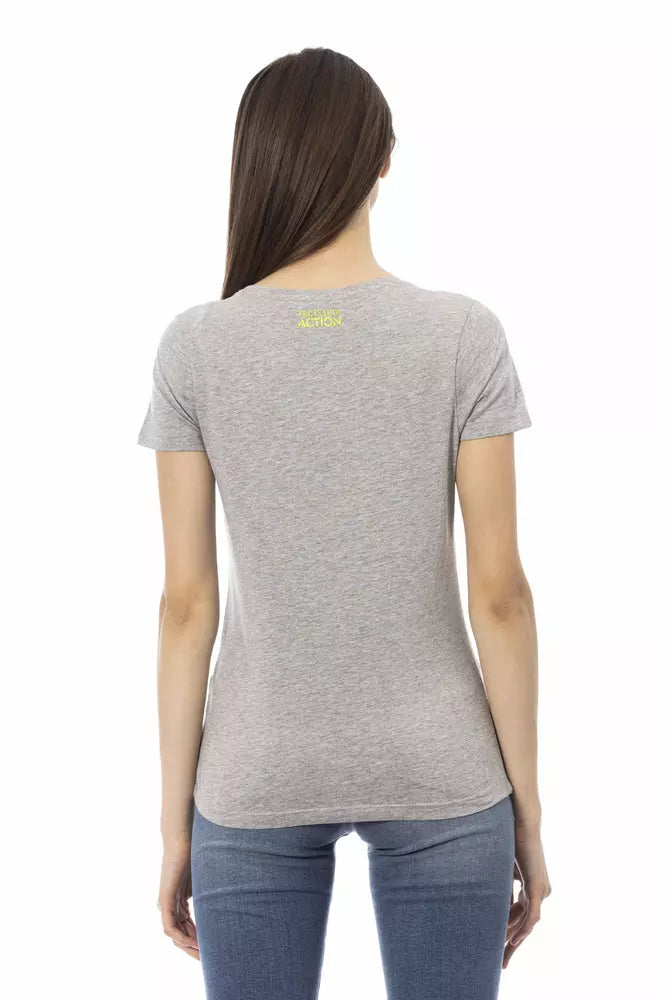 Gray Cotton Women T-Shirt - ventzia