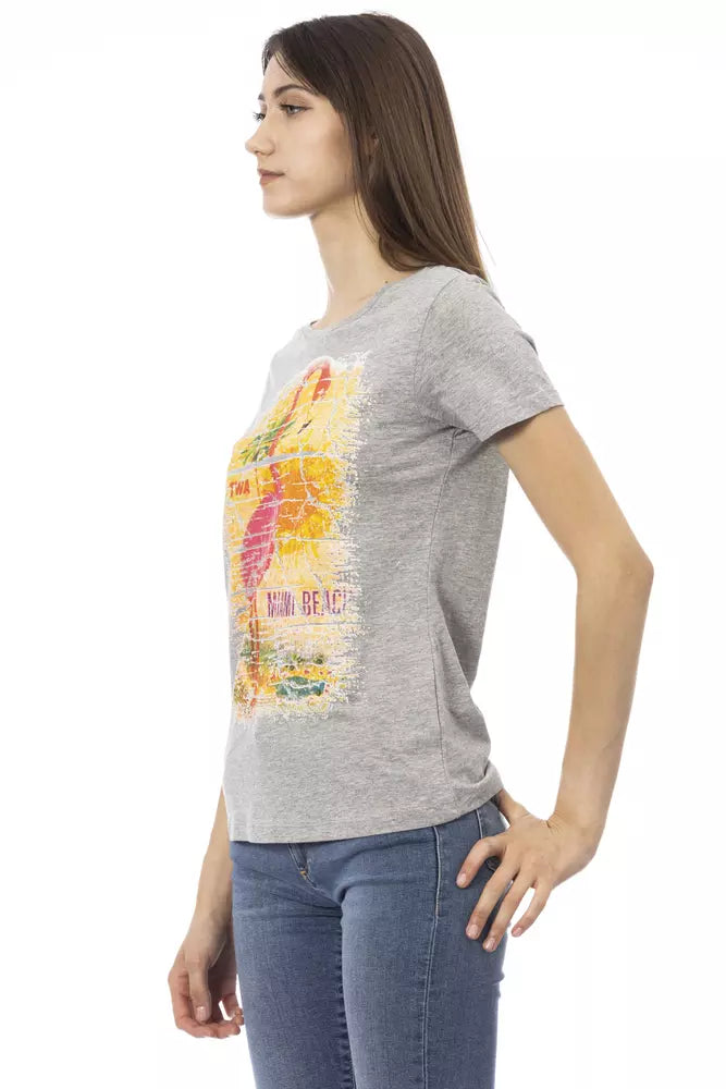 Gray Cotton Women T-Shirt - ventzia