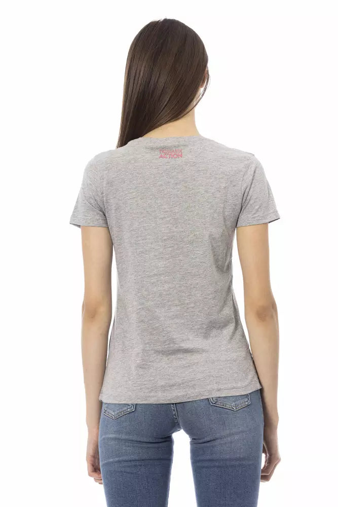 Gray Cotton Women T-Shirt - ventzia