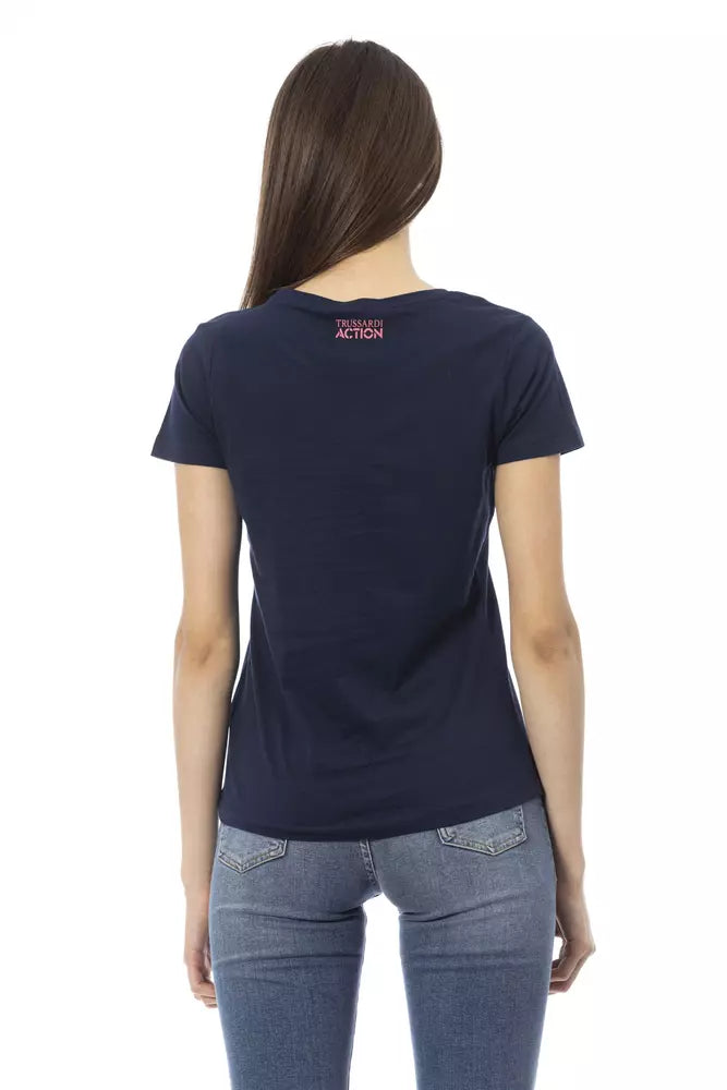 Blue Cotton Women T-Shirt - ventzia