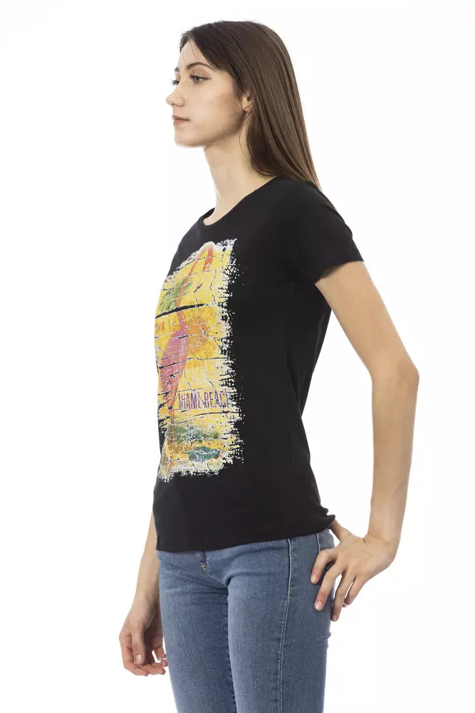 Black Cotton Women T-Shirt - ventzia