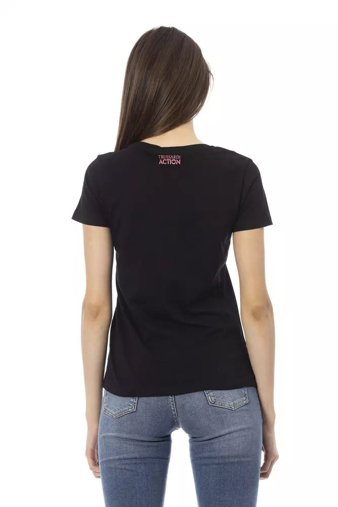 Black Cotton Women T-Shirt - ventzia