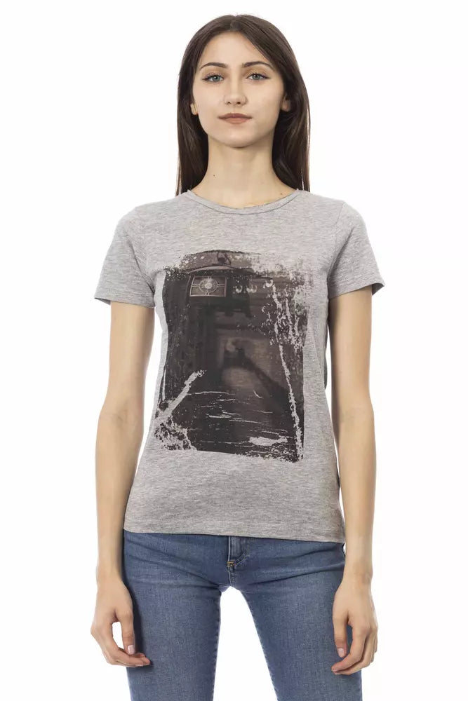 Gray Cotton Women T-Shirt - ventzia