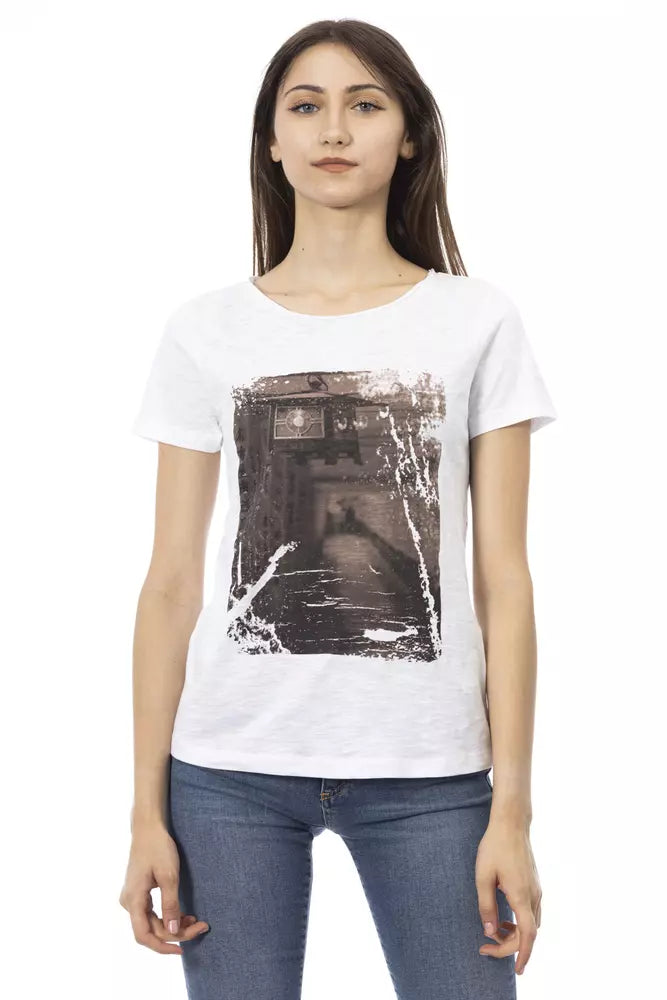 White Cotton Women T-Shirt - ventzia