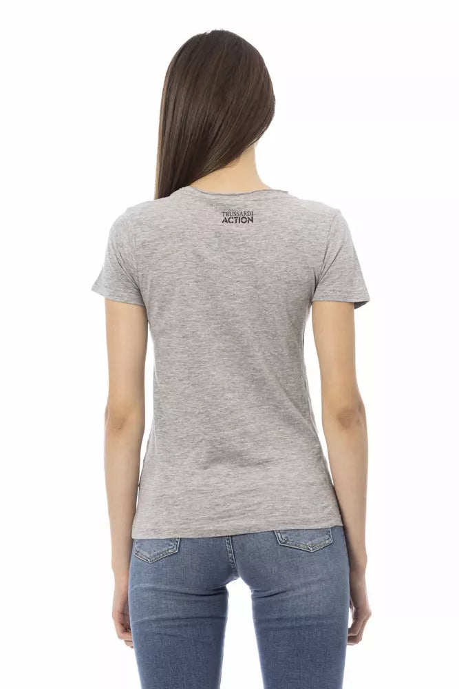 Gray Cotton Women T-Shirt - ventzia