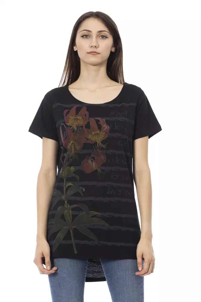 Black Cotton Women T-Shirt - ventzia