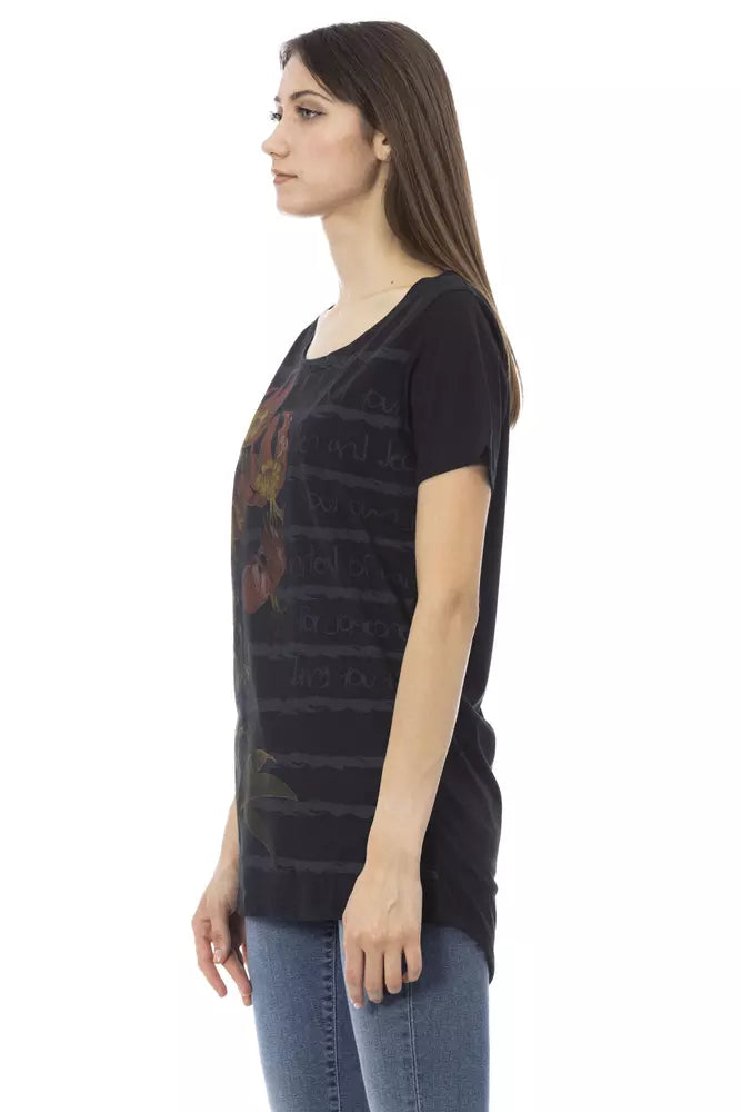 Black Cotton Women T-Shirt - ventzia