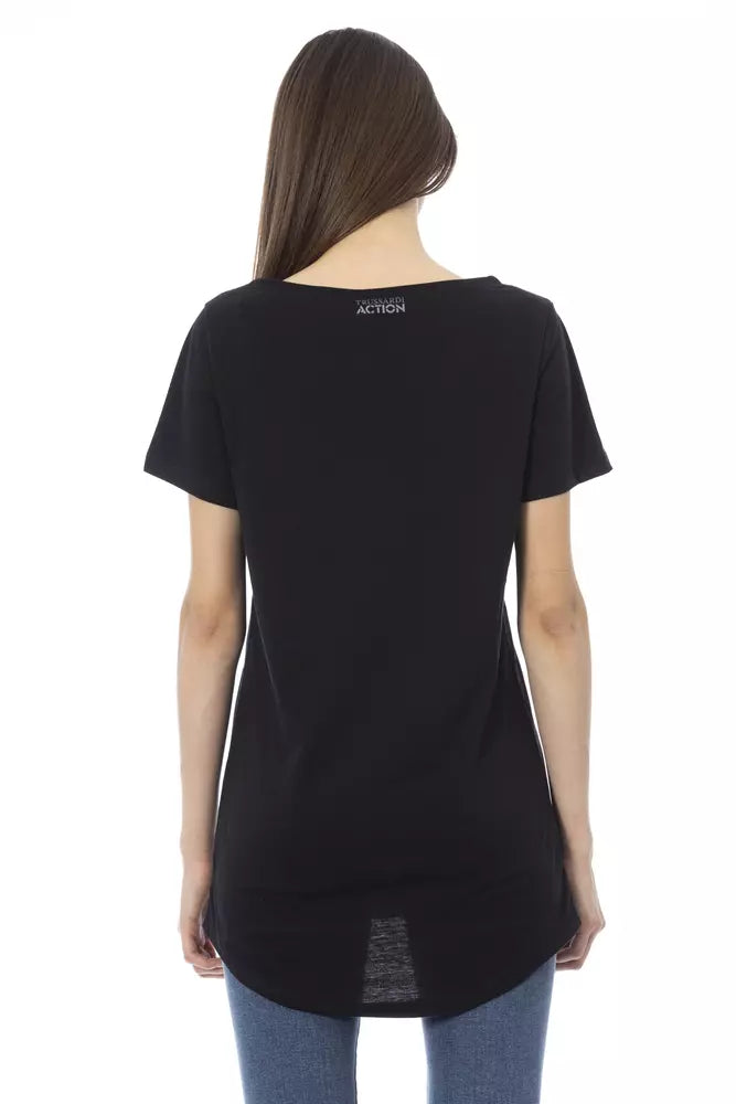 Black Cotton Women T-Shirt - ventzia