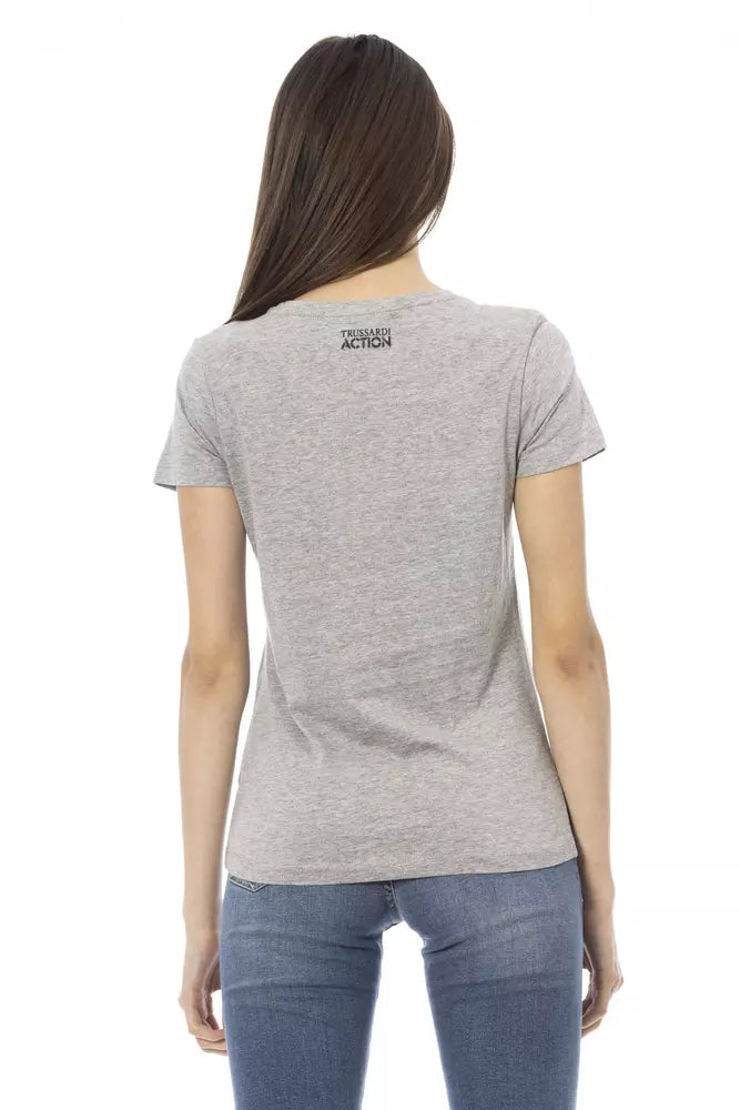 Gray Cotton Women T-Shirt - ventzia