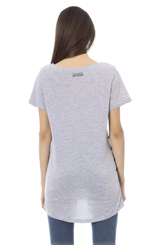 Gray Cotton Women T-Shirt - ventzia